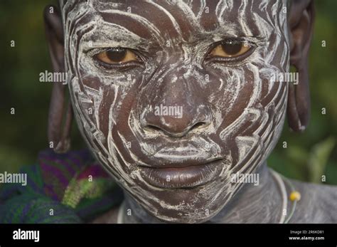 Surma Man With Body Painting Face Painting Surma Tribe Kibish Omo