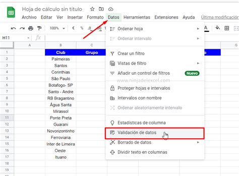 Validaci N De Datos En Google Sheets Ninja Del Excel