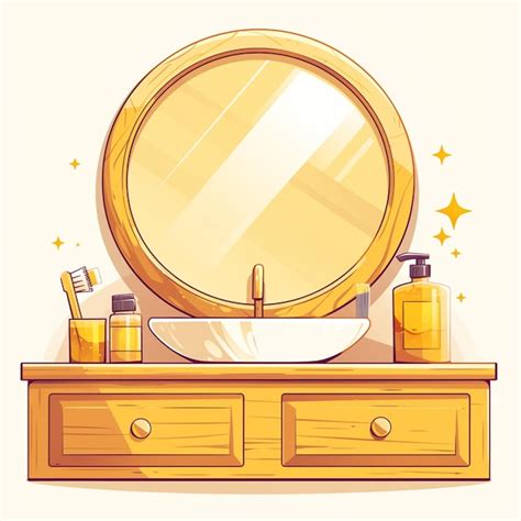 Premium Vector Elegant Wooden Dresser With Mirror