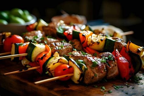 Shish Kebab Op De Grill Gegrild Vlees Met Groenten Shashlik Kebab Op