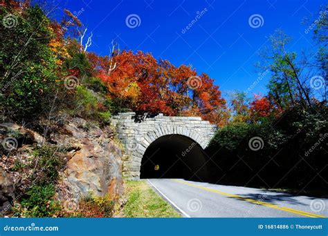 Fall Colors and Mountain Tunnel Stock Photo - Image of parkway ...