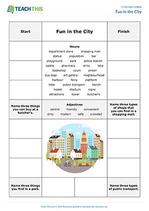 Cities Towns Places Esl Activities Games Worksheets