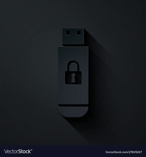 Paper Cut Usb Flash Drive With Closed Padlock Icon