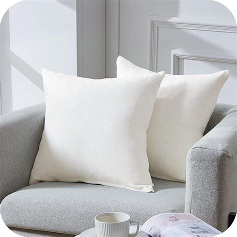 Topfinel Pure White Cushion Covers Cm X Cm Chenille Cream Pillow