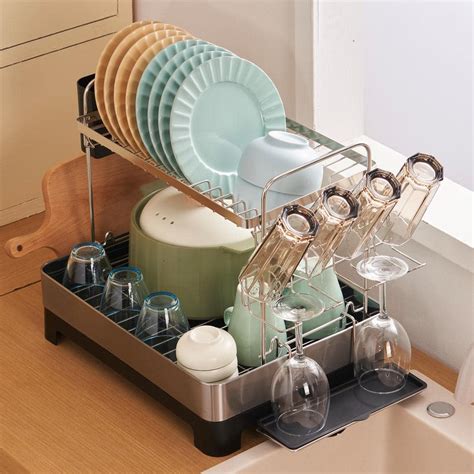 VEVOR Dish Drying Rack 2 Tier Large Capacity Dish Drainers Rustproof ...