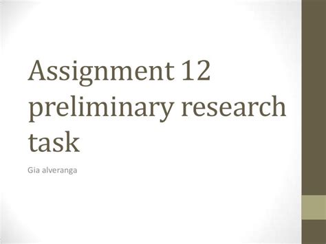 12 Preliminary Research Task