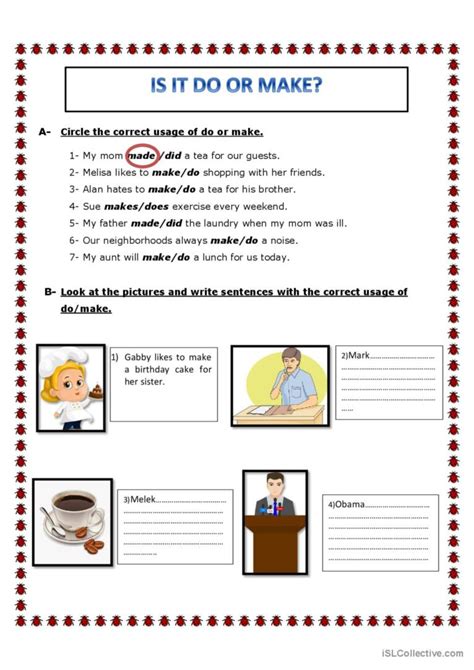 Make Or Do Collocations Practice Gen English Esl Worksheets Pdf And Doc