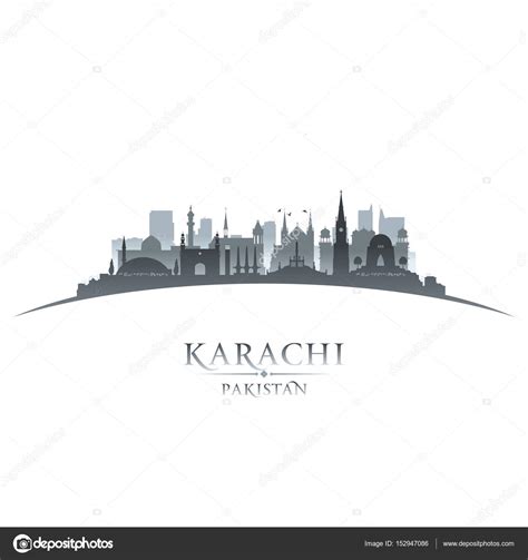 Karachi Pakistan city skyline silhouette white background — Stock ...