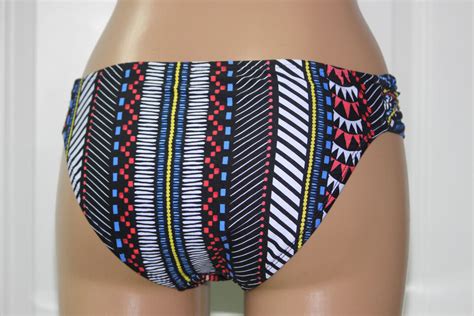 NEW Bar III VESSI Black Strawberry Sash Tab Hipster Bikini Swim Bottom