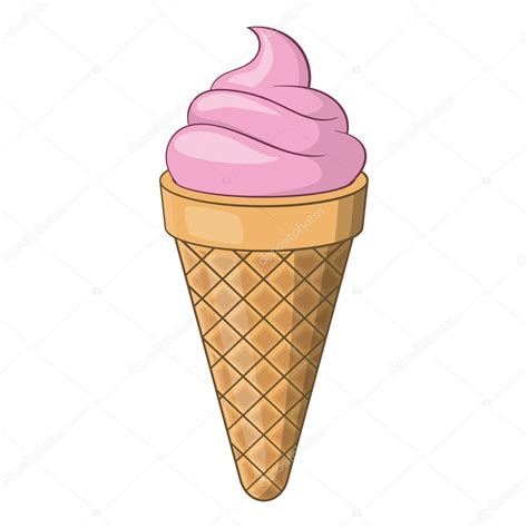 Icono De Cono De Helado Rosa Estilo De Dibujos Animados 2023