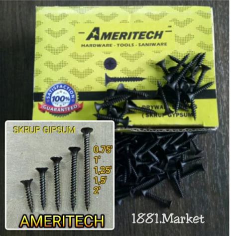 Jual SKRUP GYPSUM SEKRUP GIPSUM AMERITECH HITAM 1 INCH 1 KOTAK