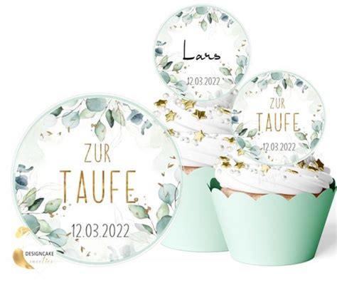 Muffinaufleger Taufe Eukalyptus F R Jungen Cupcake Topper