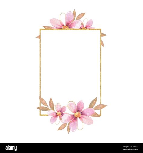 Design golden geometric print frame. Floral Wedding card decor Stock ...