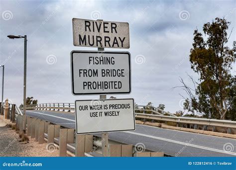 Murray River Fishing Prohibited Road Signs Stock Photo Image Of