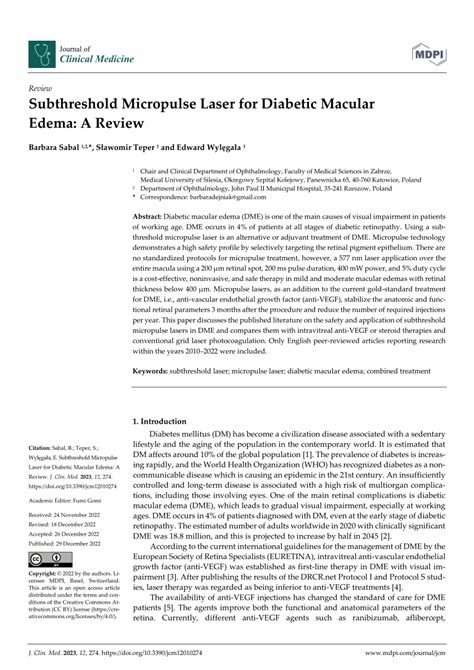 Pdf Subthreshold Micropulse Laser For Diabetic Macular Edema A Review