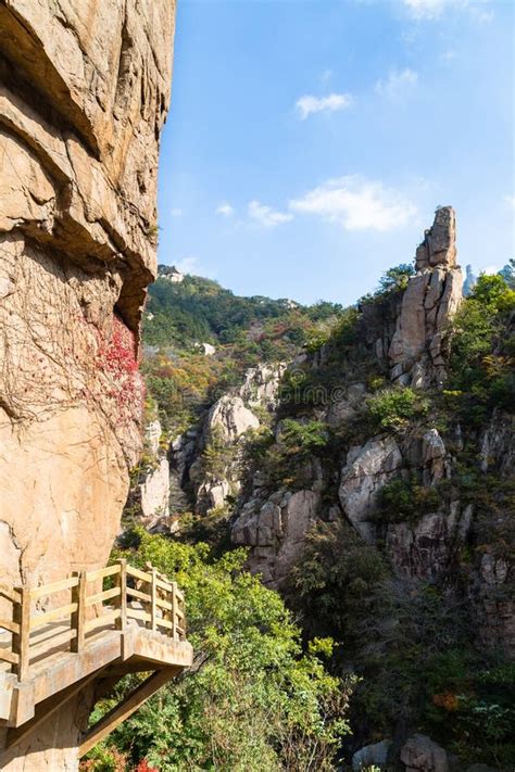 Bei Jiu Shui Trail In Autumn Laoshan Mountain Qingdao China Stock