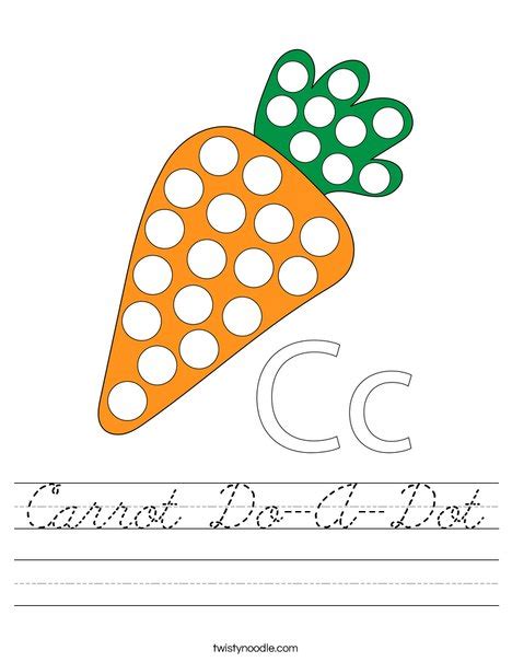 Carrot Do A Dot Worksheet Cursive Twisty Noodle