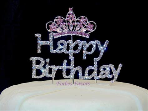 Silver Rhinestone Happy Birthday With Pink Rhinestone Princess Crown