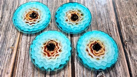 Gorgeous Turquoise And Orange Resin D Bloom Coasters Youtube