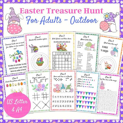 Adult Easter Scavenger Hunt Outdoor Treasure Hunt Treasure Hunt Clues