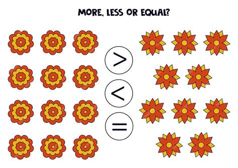 Premium Vector | More less equal with red and yellow flowers
