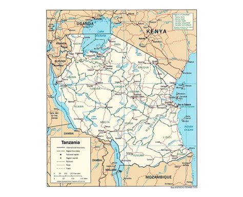 Tanzania Road Map With Kilometers My Maps