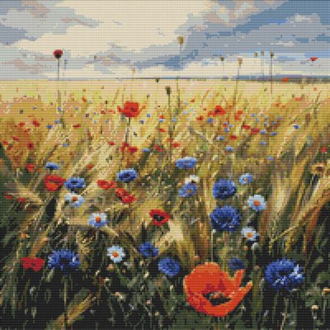 Cornflowers And Poppies Cross Stitch Pattern On Storenvy