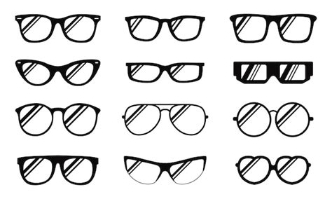 Premium Vector | Collection of glasses clipart various model monochrome ...