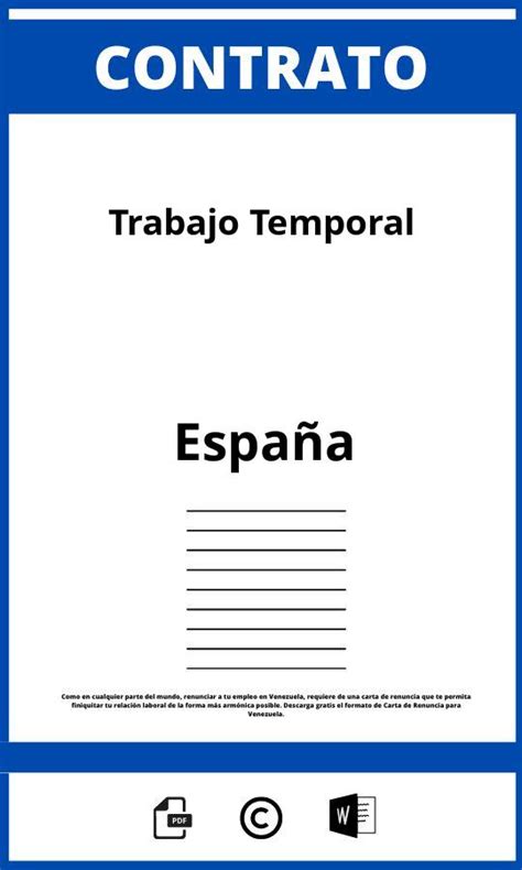 Contrato De Trabajo Temporal Ejemplo Espa A