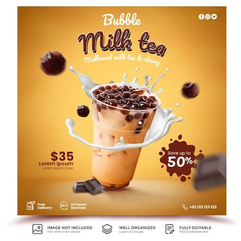 Premium Psd Special Milk Tea Social Media Post Template Design