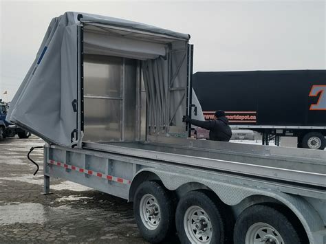 Retractable Canopy Rolling Tarps Gooseneck Trailers