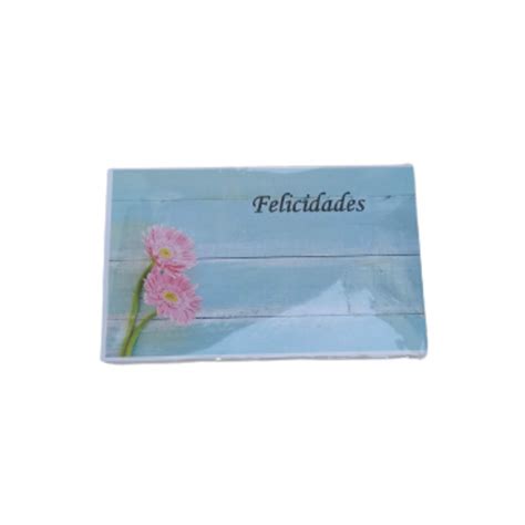 Tarjeta Chica Feliz día 50 uds 6x9 5cm Aqua y Flores