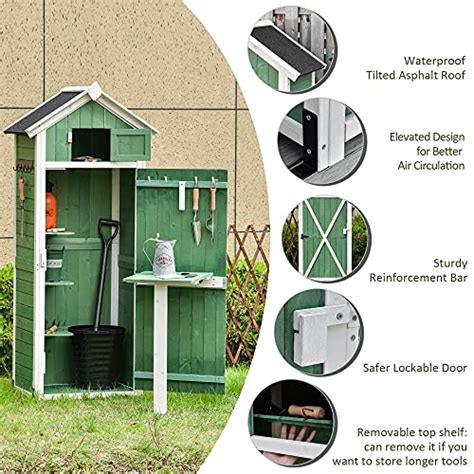 Outsunny Garden Wood Storage Shed With Workstation Hooks And Ground