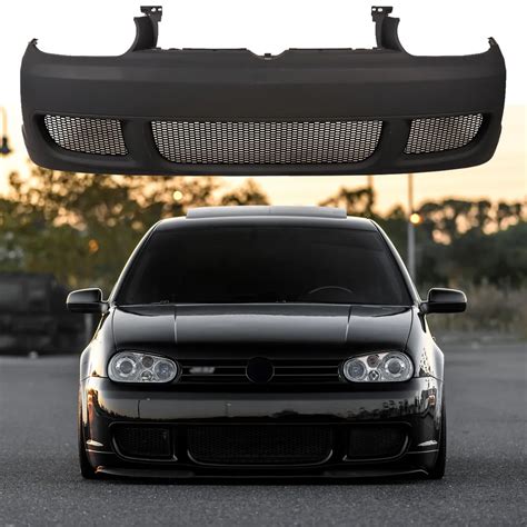 R32 Style Front Bumper Cover W Black Mesh Grille Fit 99 05 Volkswagen Golf Mk4