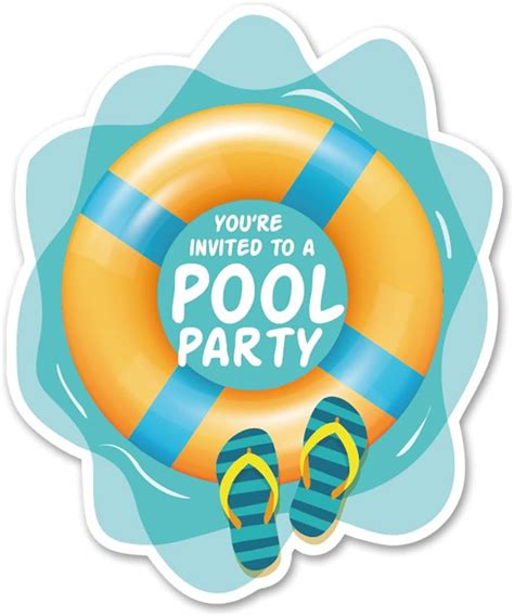 Swim Pool Party Invitations - 20 Sets with Envelopes | Swimming Pool ...