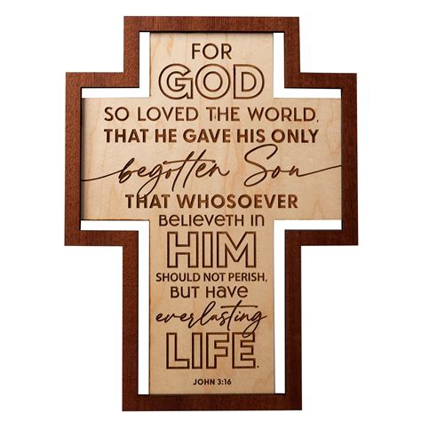 Dexsa For God So Loved Inspirational Laser Cut Wood Cross Plaque 7 5