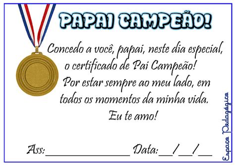 Certificado De Melhor Pai Do Mundo Para Imprimir