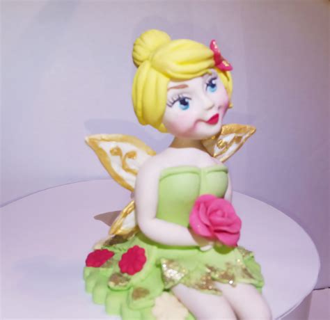 Fondant Fairy Wing Girl Cake Topper Sitting Tinkerbell Inspired Fondant Cake Topper Birthday