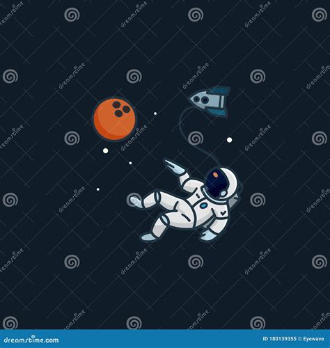 Astronaut Die In De Vectorillustratie Van De Ruimtevaart Loopt Vector