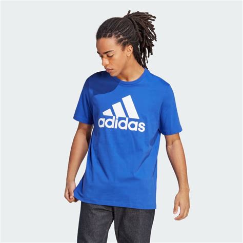 adidas Essentials Single Jersey Big Logo Tee - Blue | Men's Lifestyle ...