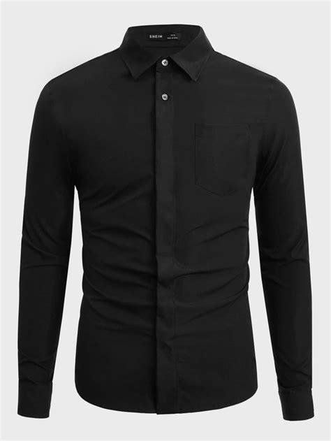 Manfinity Mode Hombres Camisa Unicolor Con N Delantero Moda De