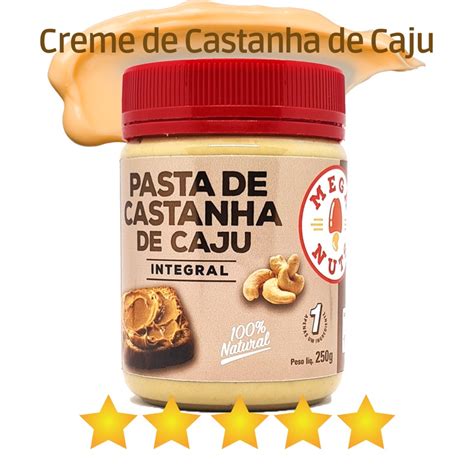 Pasta de Castanha de Caju Vegana Integral 250g Tipo Creme Sem Açúcar