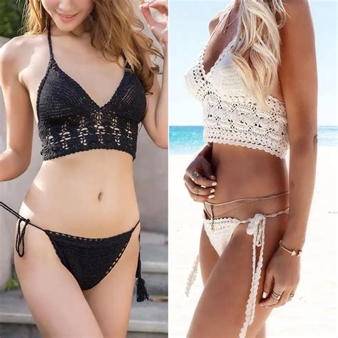 Bohemia Knit Bikini Fashion Split Swimsuit Women Sexy Knit Bikini No