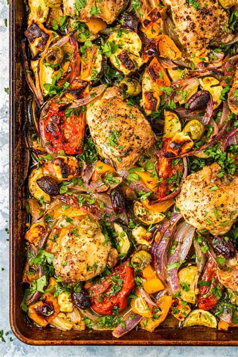 Greek Sheet Pan Chicken The Mediterranean Dish