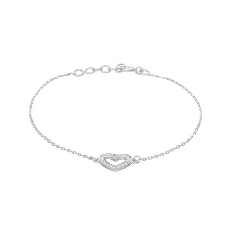 Armband Silber Rhodiniert Mit Zirkonia Cm Herz