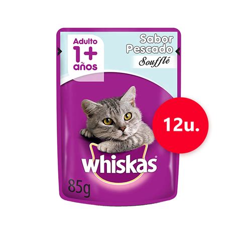 Traviesos Pet Shop Caja Pouch Whiskas Adulto Pescado Souflle 12u