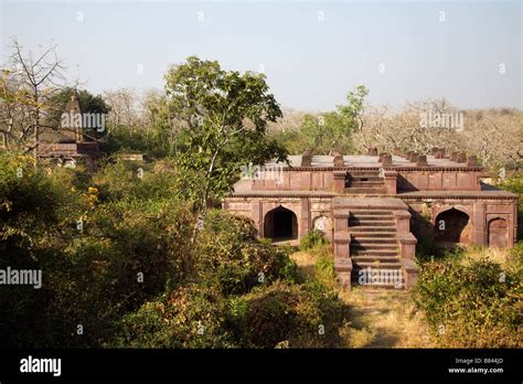 Abandoned temples and pavilions inside Ranthambore Fort in Ranthambore National Park Rajasthan ...