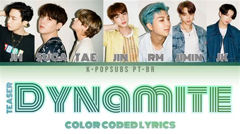 Bts Dynamite Color Coded Lyrics Tradu O Pt Br Youtube