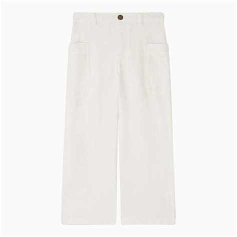 Bonpoint White Linen Blend Looping Trousers TheDoubleF