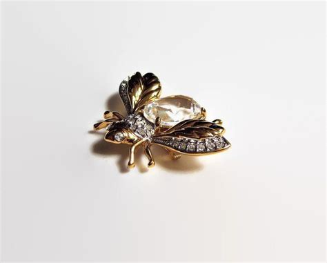 Swarovski Crystal Bumble Bee Brooch Icy Clear Rhinestones And Crystal